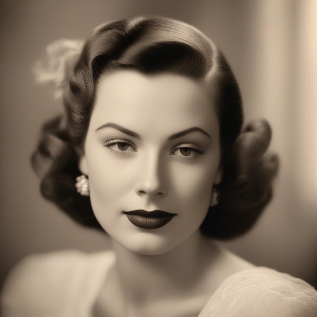 1940s Hollywood Bride:  Classic red lips, defined brows, and flawless skin.