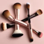 4 in 1 makeup brush kit with various brush heads for foundation, blush, eyeshadow, and contour.