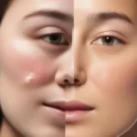 Clogged pores leading to acne before and after facial treatment