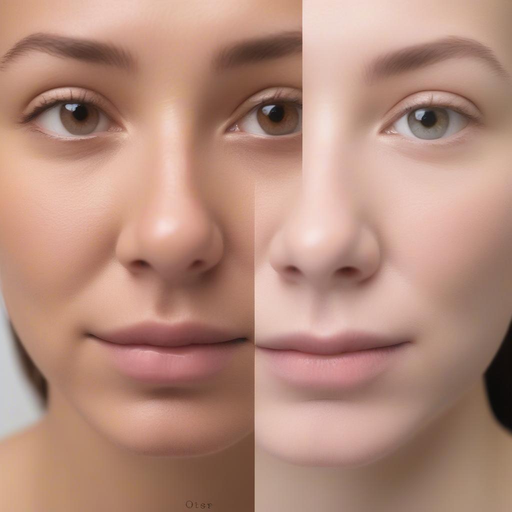 Before and after photos showing improved skin texture and radiance after using Albion Flora Drip.