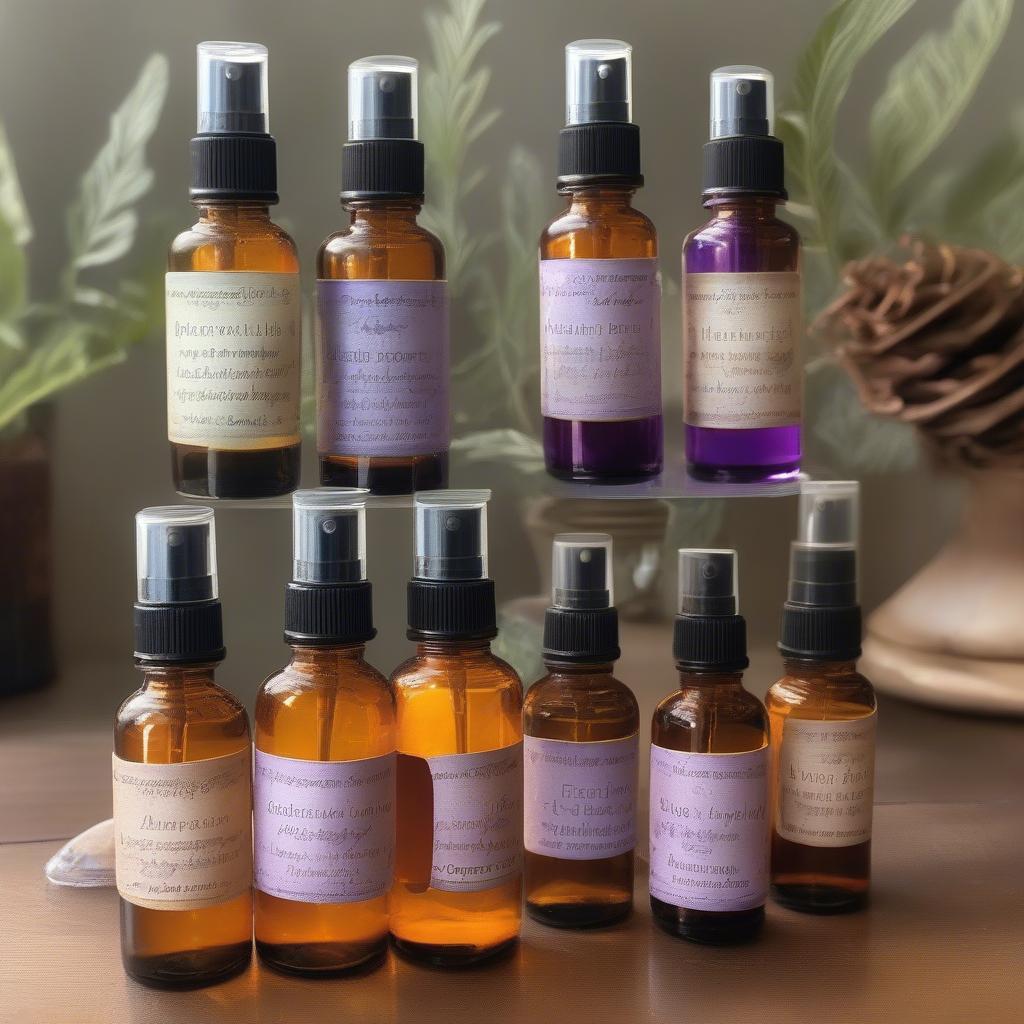 Amber Glass Spray Bottles with Essential Oil Blends