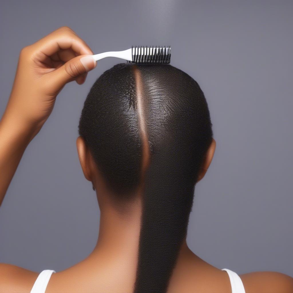 Applying African Black Control Gel to Hair