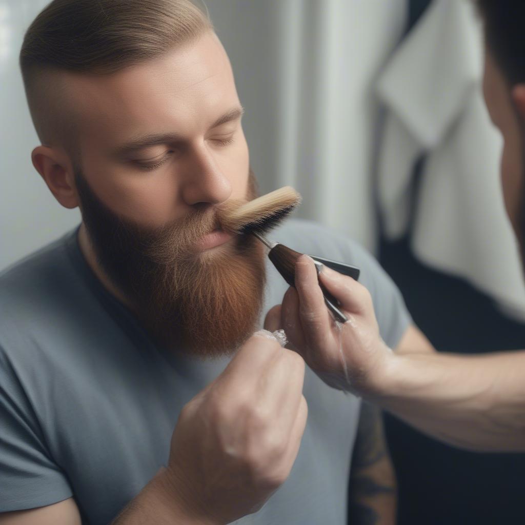 Applying Beard Dye to Blonde Beard