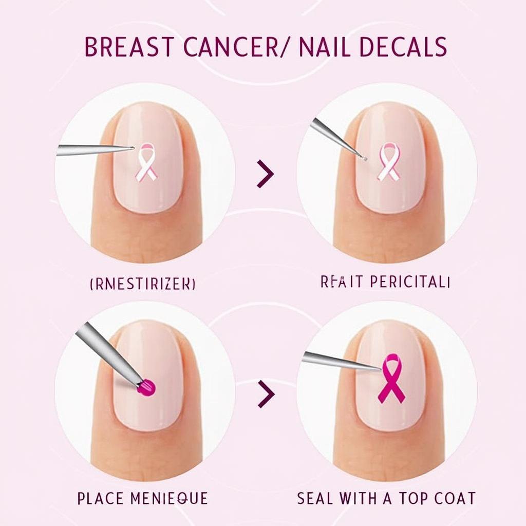 Applying Breast Cancer Nail Decals