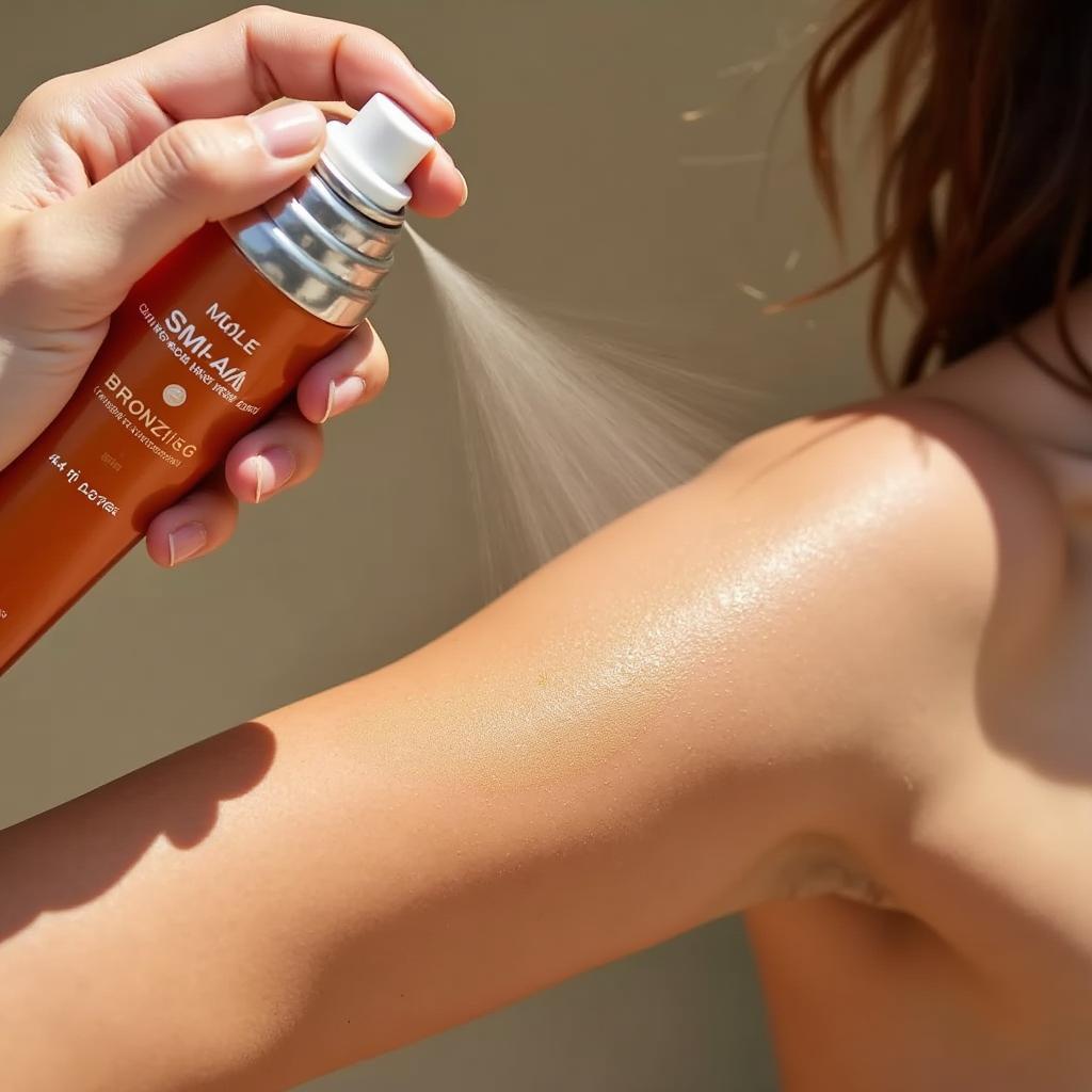 Applying Bronzing Sunscreen Spray Evenly