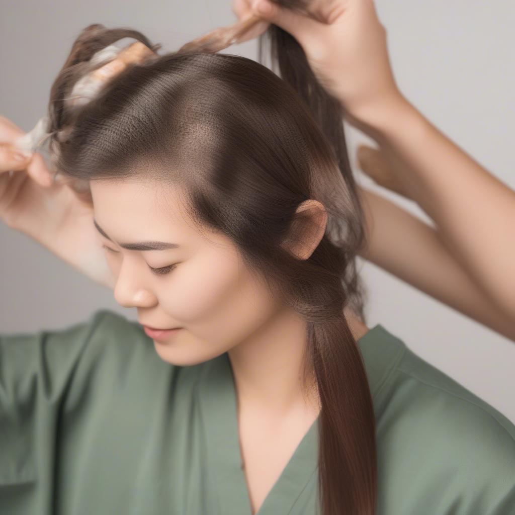 Applying a Chinese Herbal Hair Mask