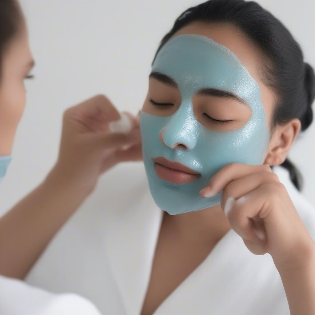 Person Applying a Cooling Gel Face Mask