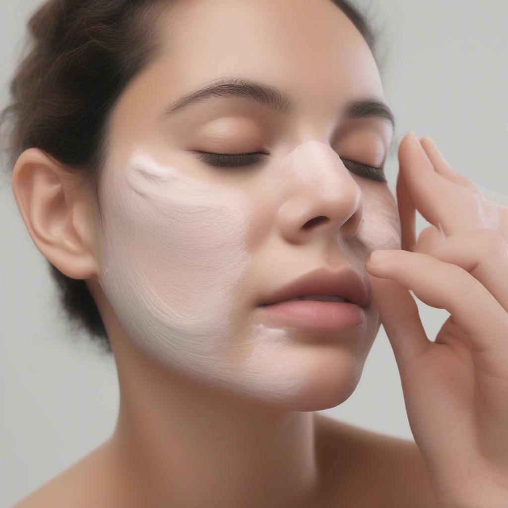 Applying Exfoliating Paste to Face