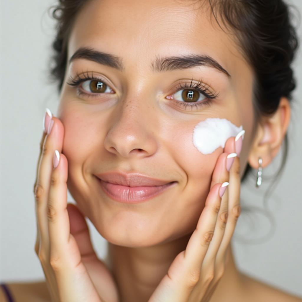 Applying Face Cream and Oil