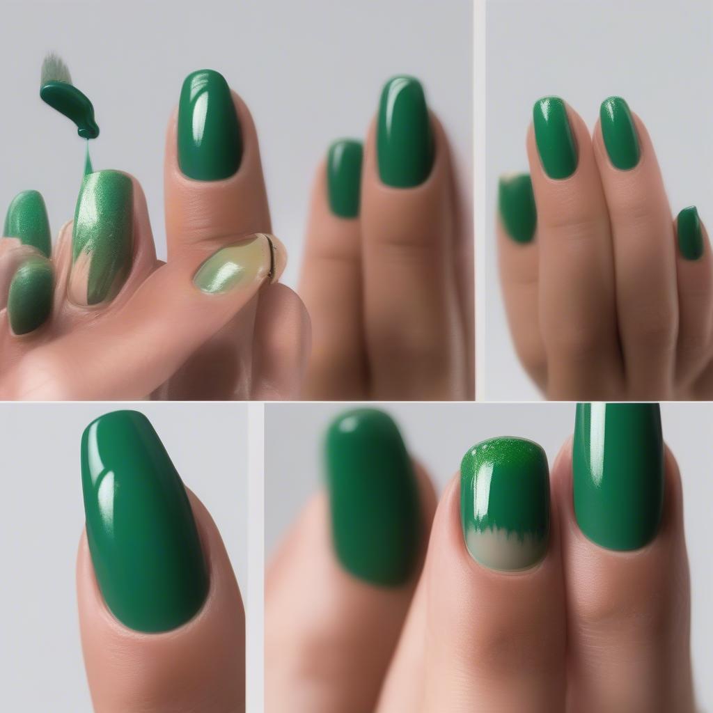 Applying Green Gel Nail Polish Correctly