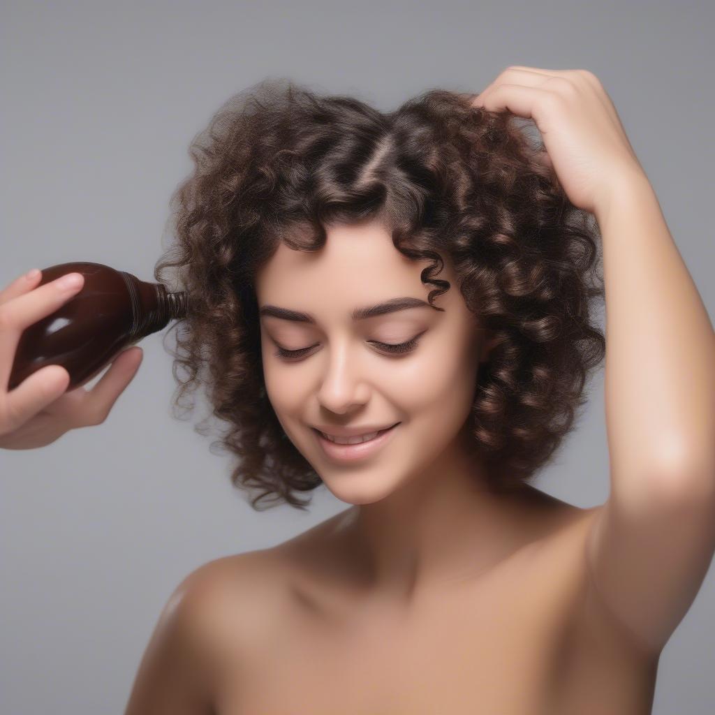 Applying hair gel to define curls