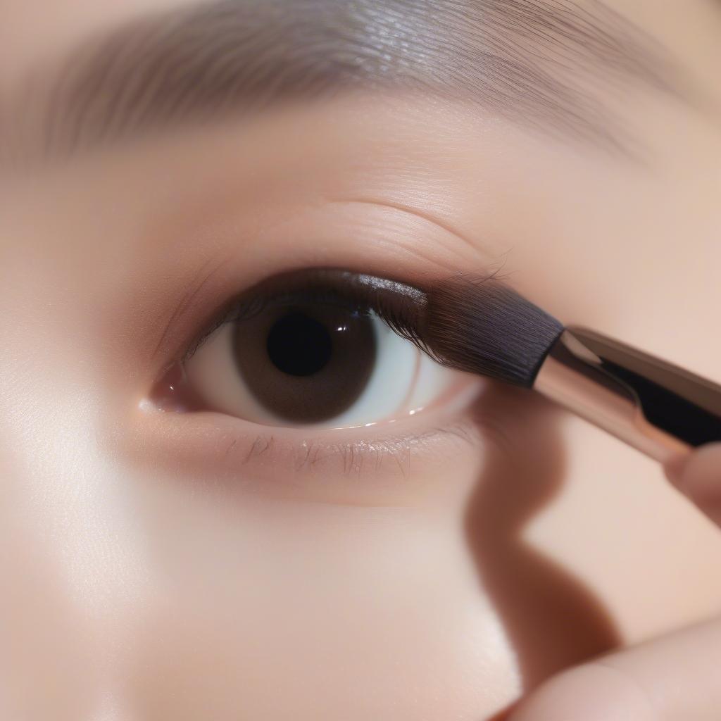 Applying K-Beauty Eyeshadow with Brush