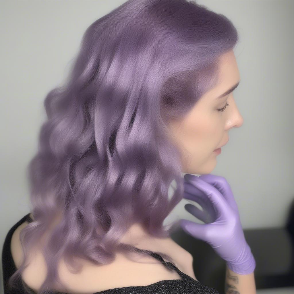 Applying Lavender Hair Dye at Home