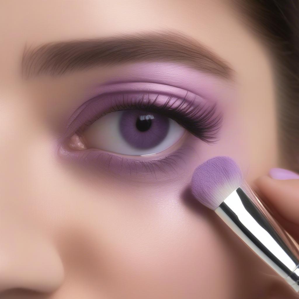 Applying Lilac Eye Shadow with Brush