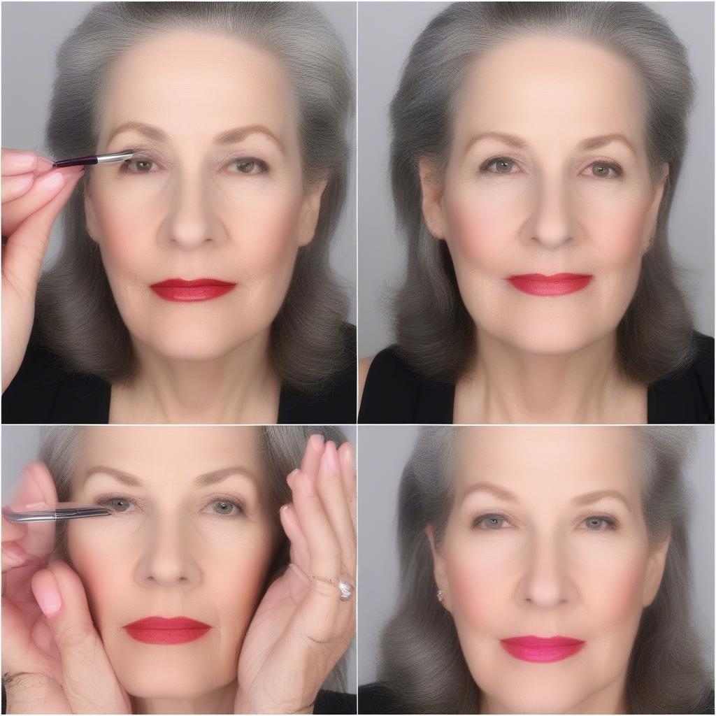 Tutorial on applying lipstick for mature skin and gray hair