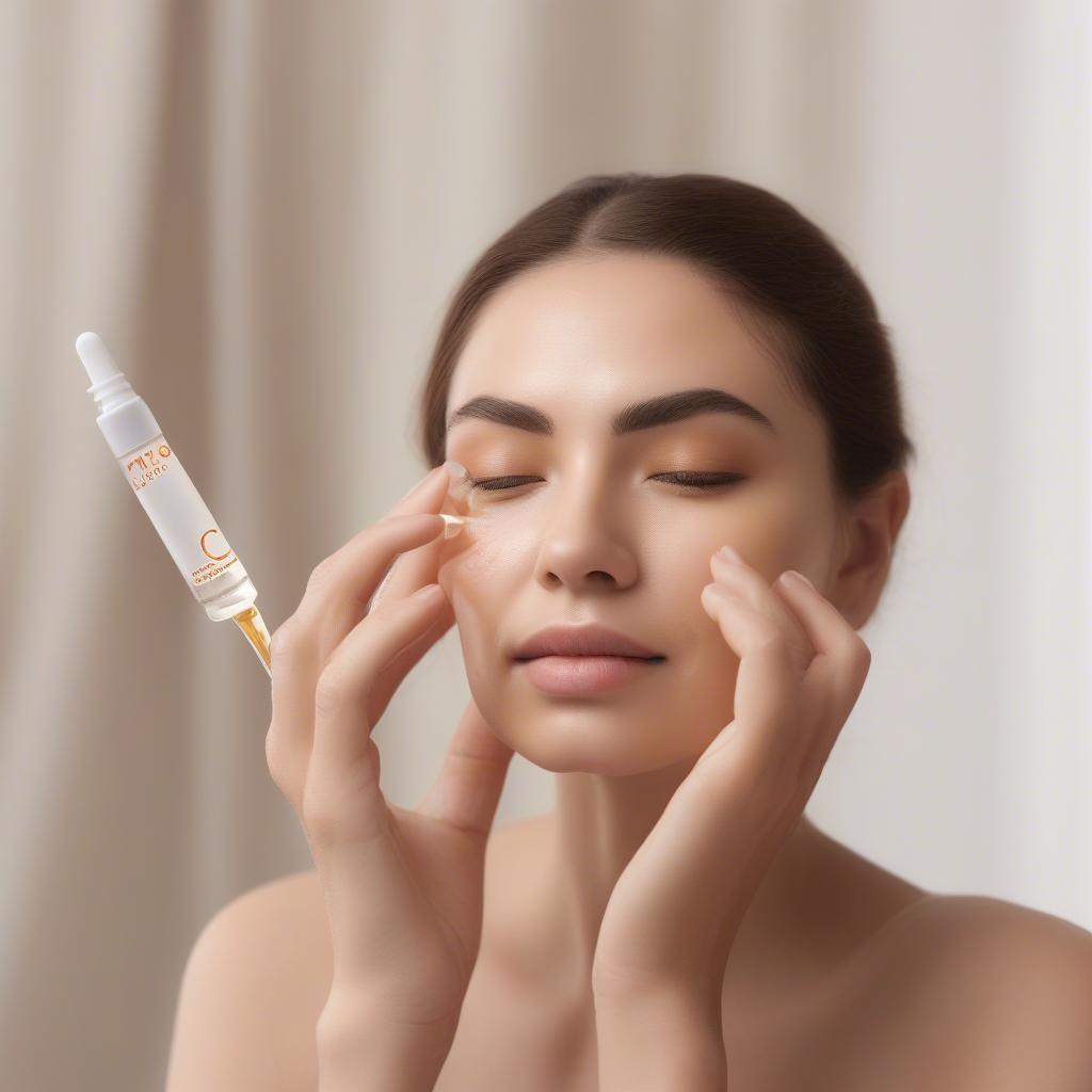 Woman applying m61 vitamin c serum