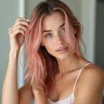 Applying Rose Gold Hair Conditioner