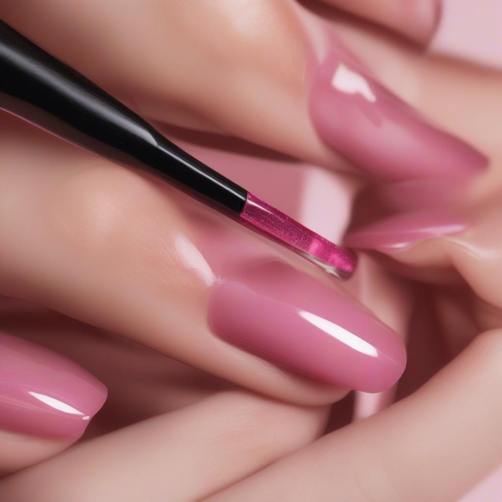 Applying Transparent Pink Gel Polish