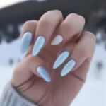 Minimalist Arctic Nail Design with Shimmering Top Coat