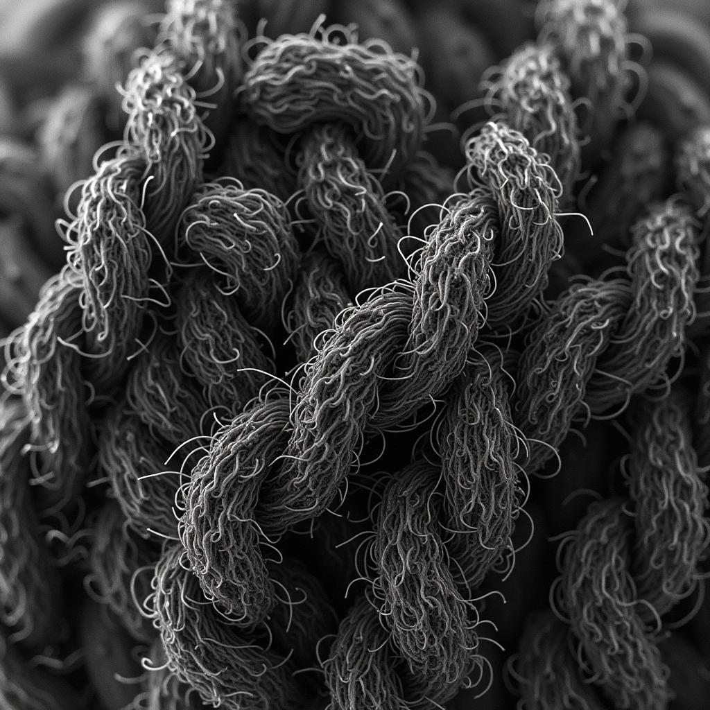 Microscopic view of Bantu hair texture showing tight coils and curls