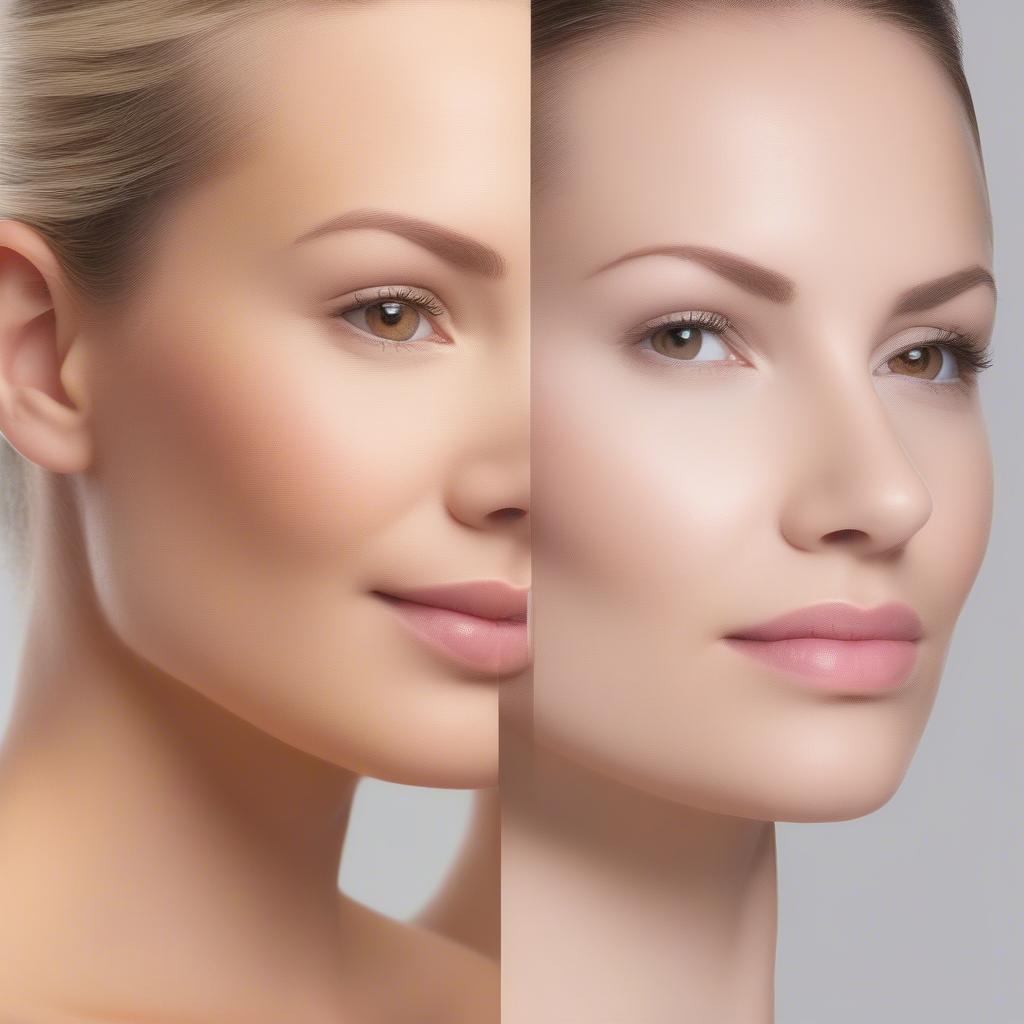 Side-by-Side Comparison of Skin Before and After Dermaplaning