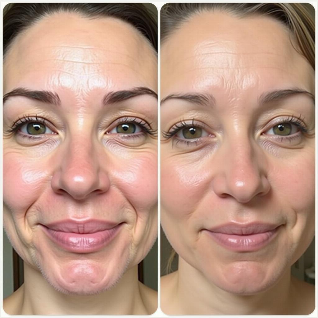 Before and after results of microneedling with serum