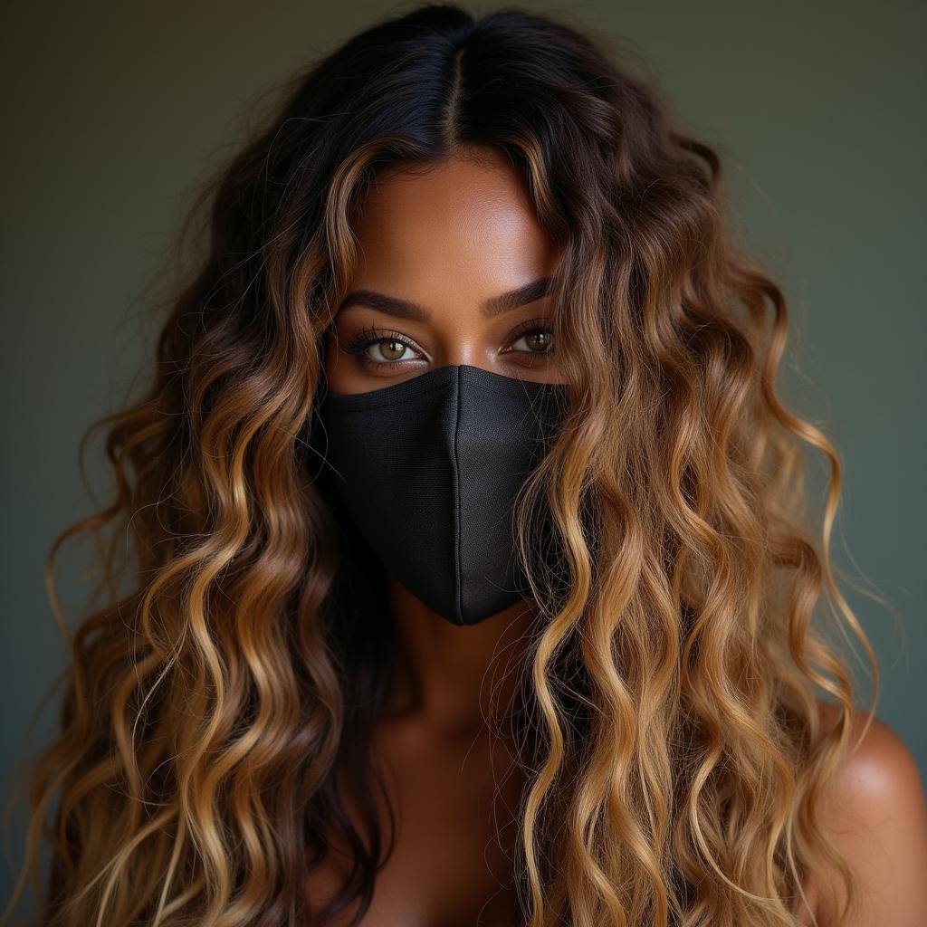 Beyoncé with a partially obscured face on the cover of her self-titled album.