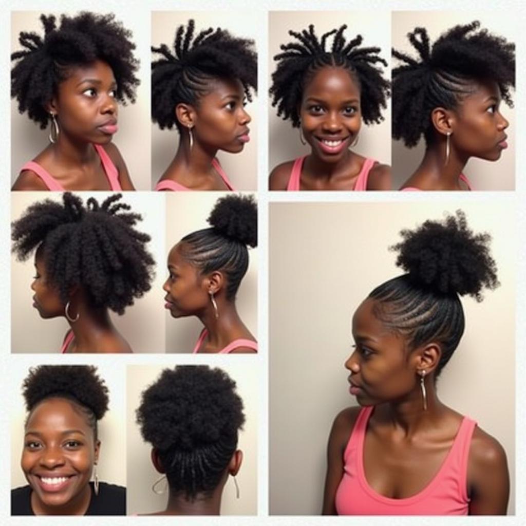 Examples of different curl and twist styles on black hair