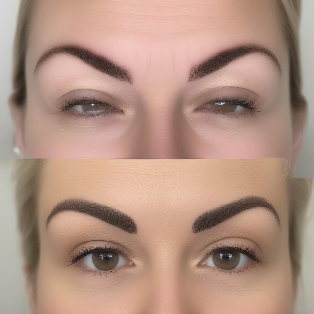 Before and after photos of blonde microblading