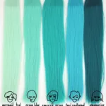 Various shades of blue and green hair dye