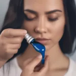 Applying Blue Hair Oil to Hair