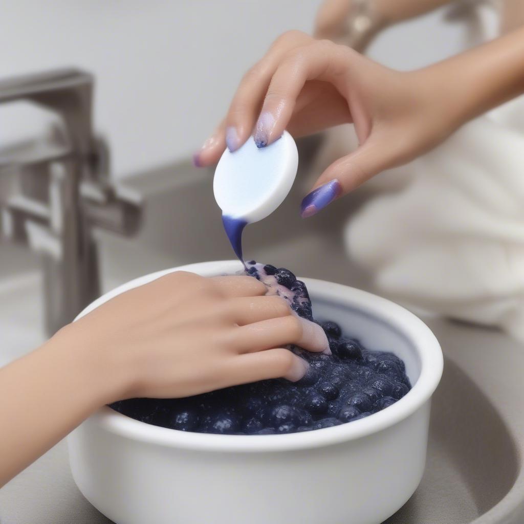 Applying Blueberry Curl Cream to Curls