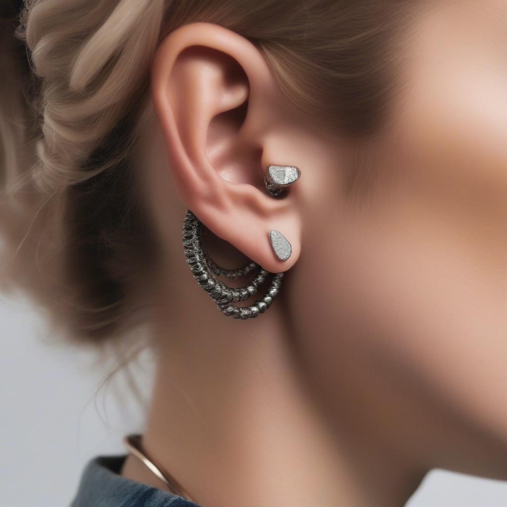 Bold and Edgy Ear Piercing Stack