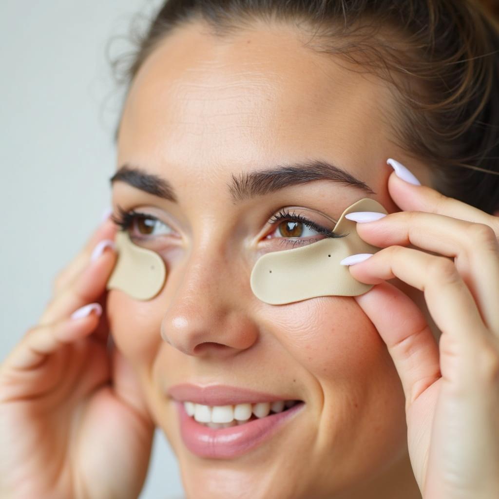 Person applying a brightmud eye mask