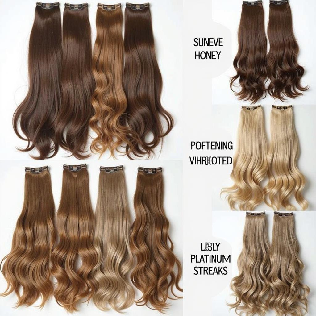 Various Shades of Brown Hair Extensions with Blonde Highlights