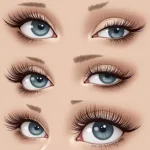 Brown wispy lashes paired with various makeup styles.