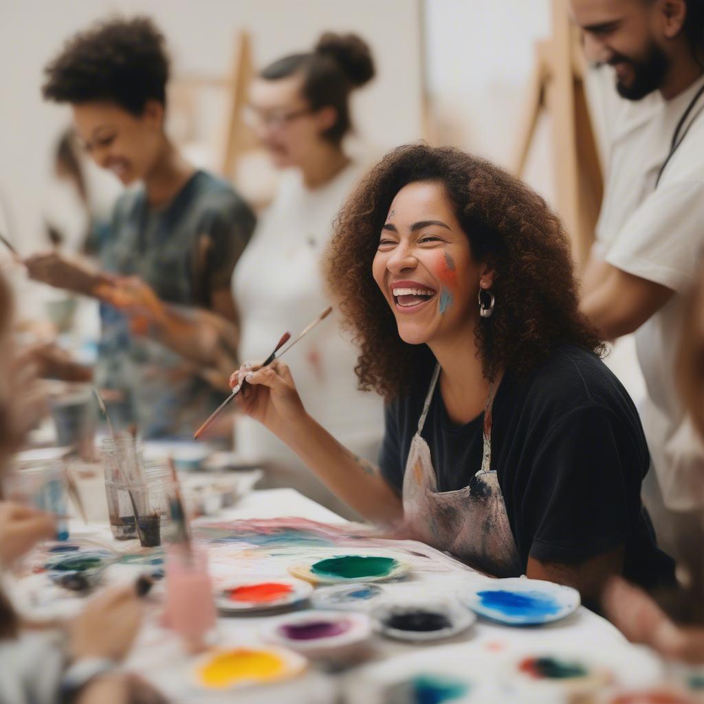 Mom Painting in Art Class