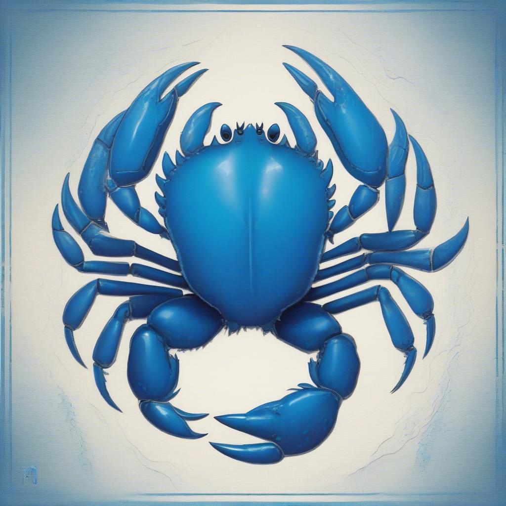 Cancer Zodiac Symbol in Blue