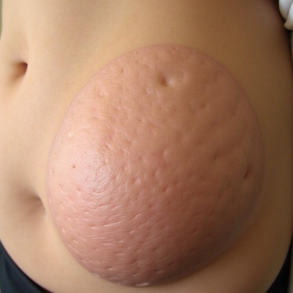 Close-up of cellulite on skin