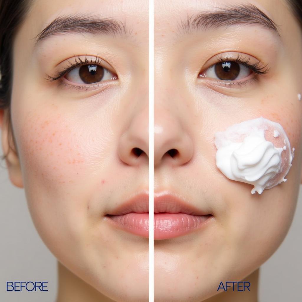 Before and after photos showing improved skin hydration after using CeraVe Barrier Moisture Active Cream.