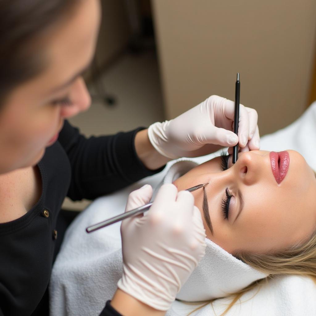 Certified Lash Technician Performing Keratin Booster Lash Lift