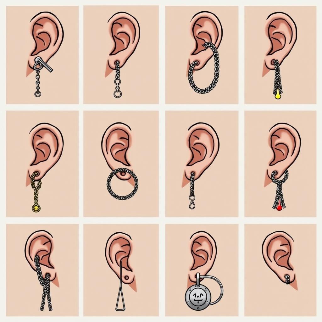 Different Chain Ear Piercing Styles