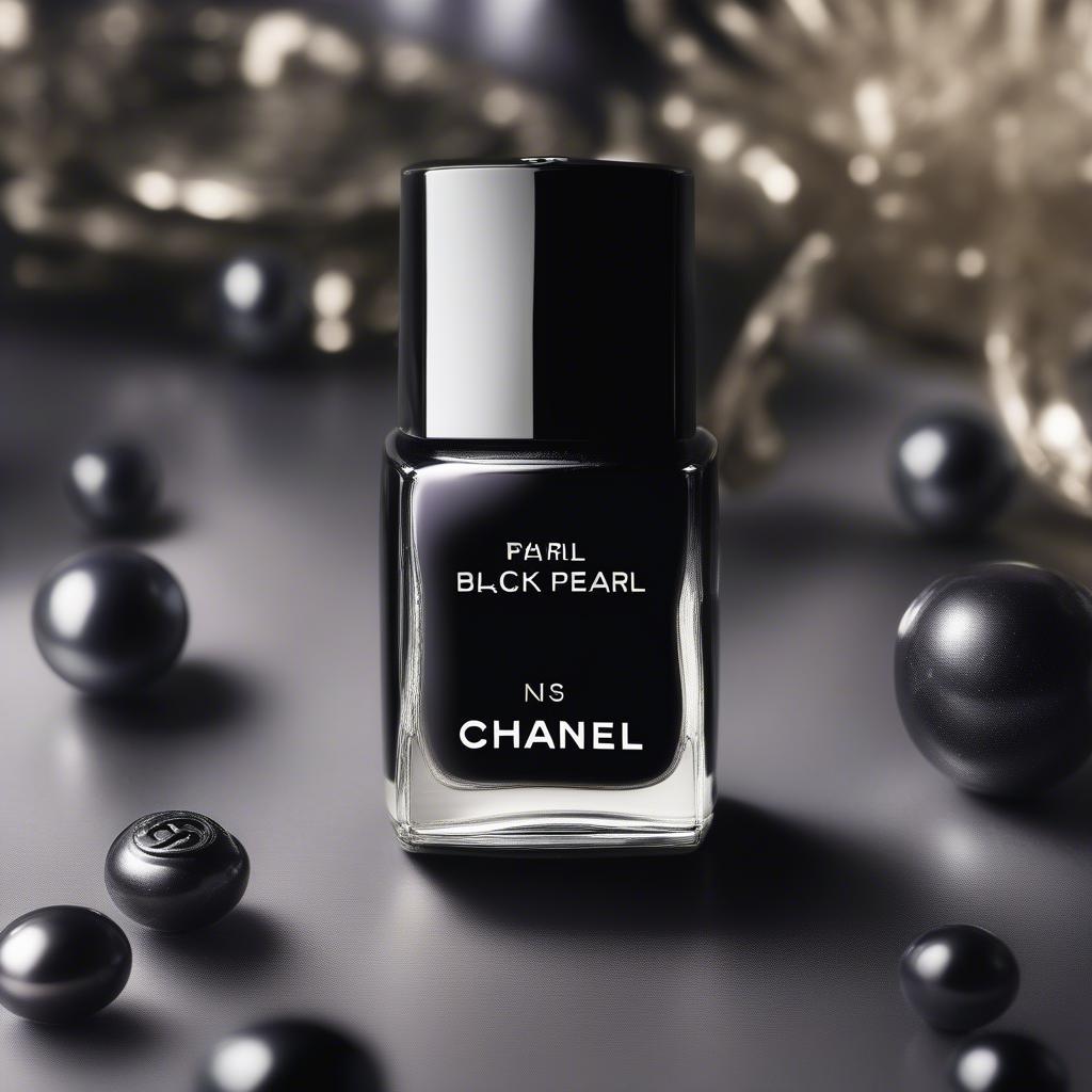 Chanel Black Pearl Nail Polish Bottle and Packaging