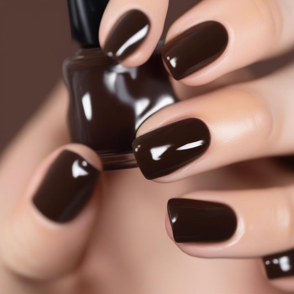 Chocolate Brown Nail Application Steps