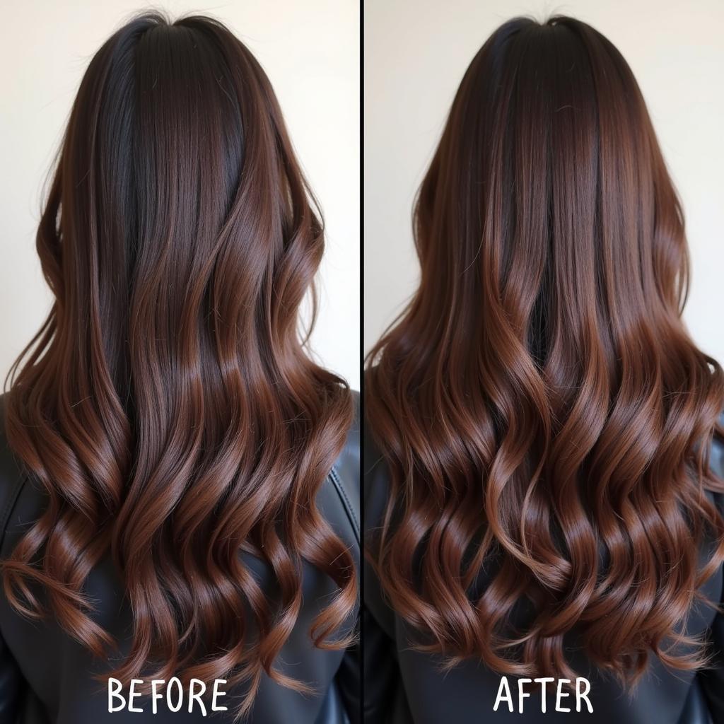 Before & After Chocolate Hair Gloss Application