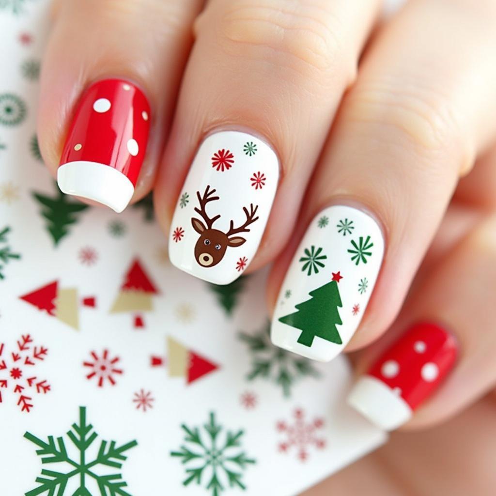 Christmas Nail Decals Red and Green