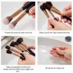 Cleaning angled makeup brushes for hygiene