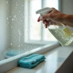 Cleaning Greasy Glass with Vinegar and Water Solution