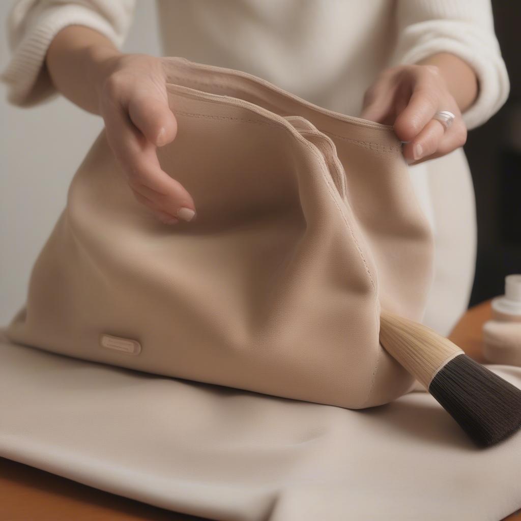 Cleaning Suede Bag with Brush