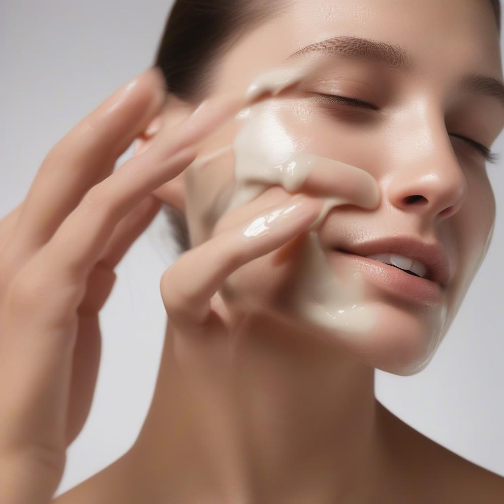 Woman Applying Cleansing Balm to Face